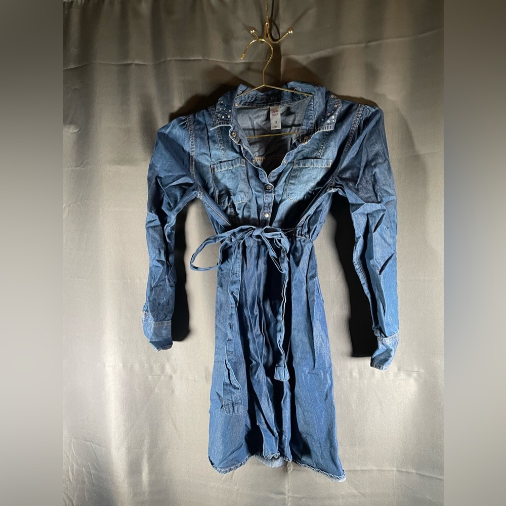 Girls, Justice denim, long sleeve dress-Medium